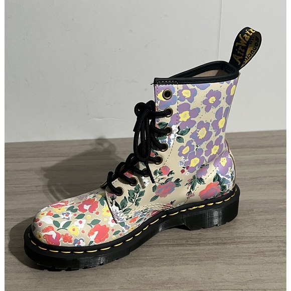 Dr. Martens 1460 Floral Mash Up Backhand Boots Parchment Beige womens Size  6 - Picture 7 of 11